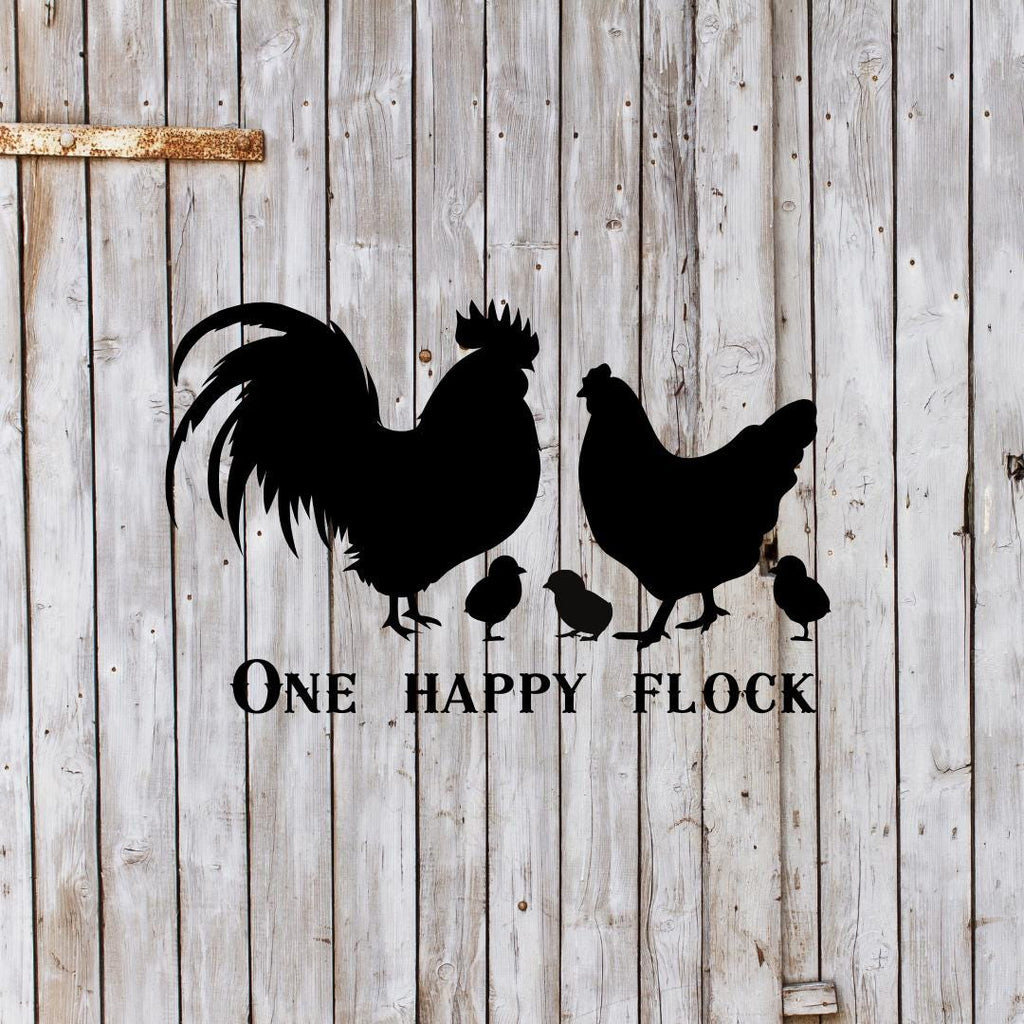 Happy Chicken Flock Vinyl Decal - Farmhouse Kitchen Sticker